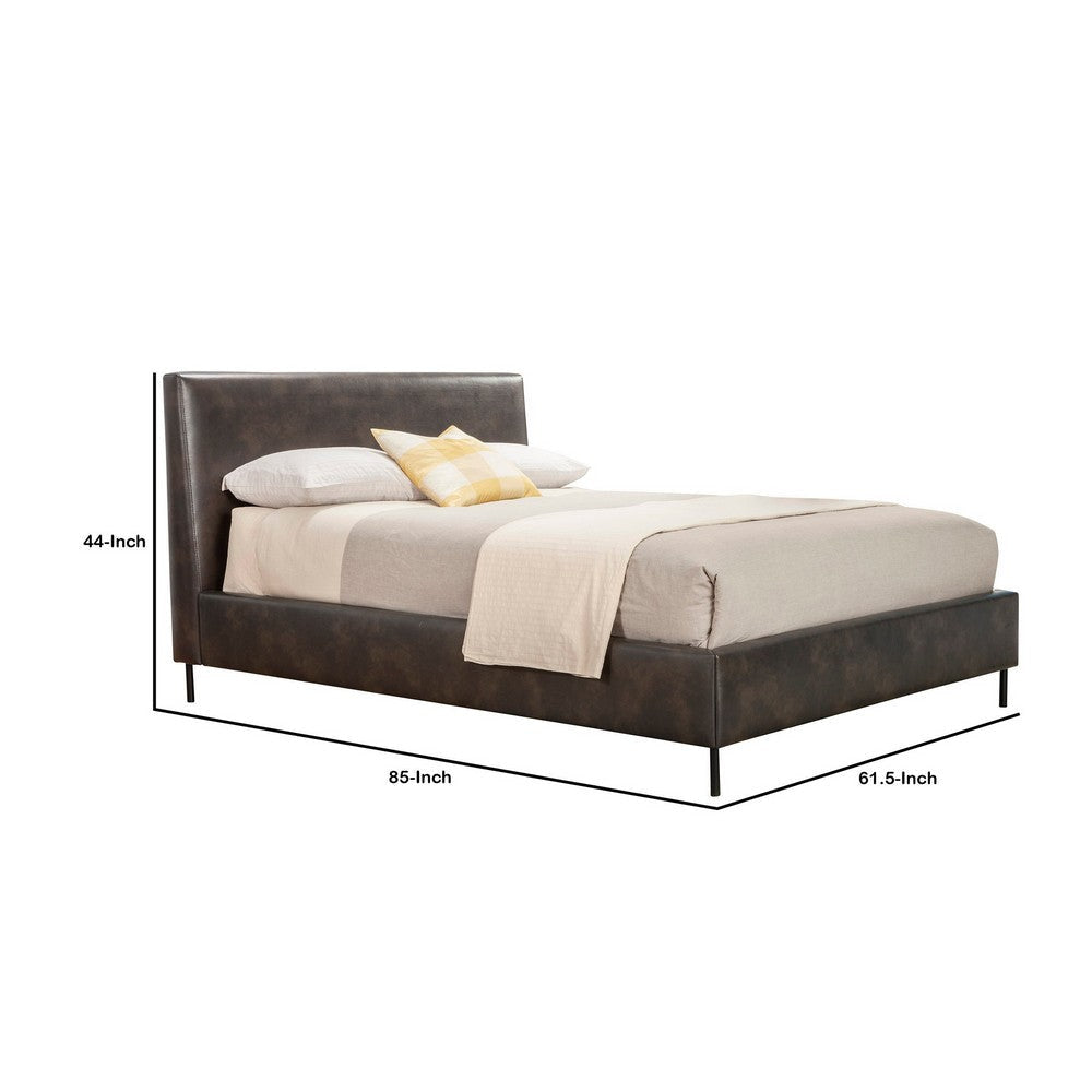 Faux Leather Upholstered Full Bed with Metal Legs Gray By Casagear Home BM230770