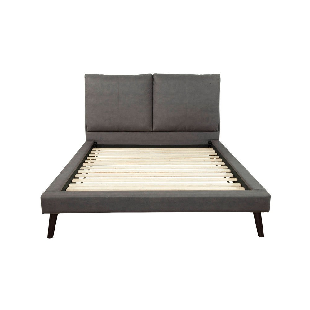 Fabric Upholstered King Bed with USB Ports, Gray