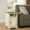 Luna Chairside Table | Wood Frame | Door Storage | Brown & White