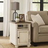 Luna Chairside Table | Wood Frame | Door Storage | Brown & White