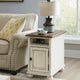 Luna Chairside Table | Wood Frame | Door Storage | Brown & White