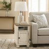 Luna Chairside Table | Wood Frame | Door Storage | Brown & White