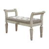 46" Tufted Fabric Padded Wooden Accent Bench, Antique White By Casagear Home