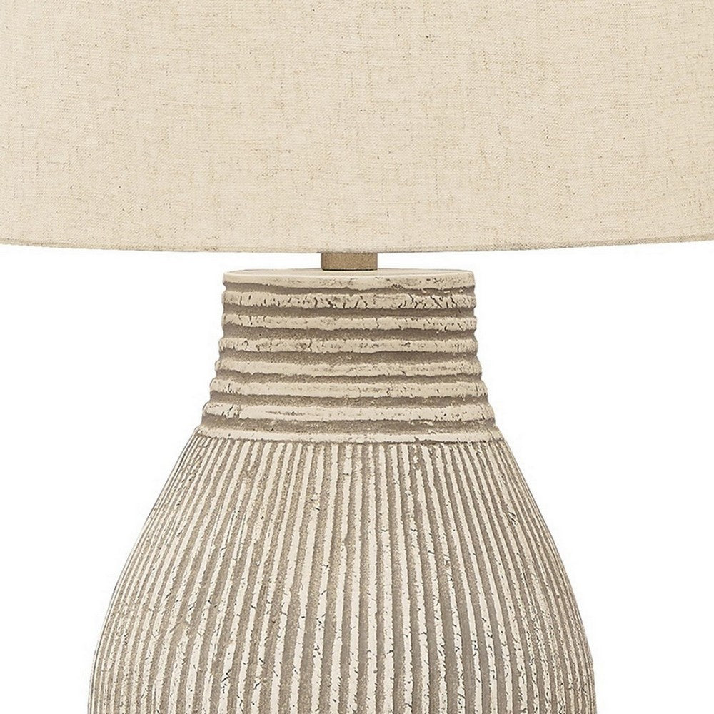 Nora Table Lamp | Drum Shade | Paper Composite Base | Beige
