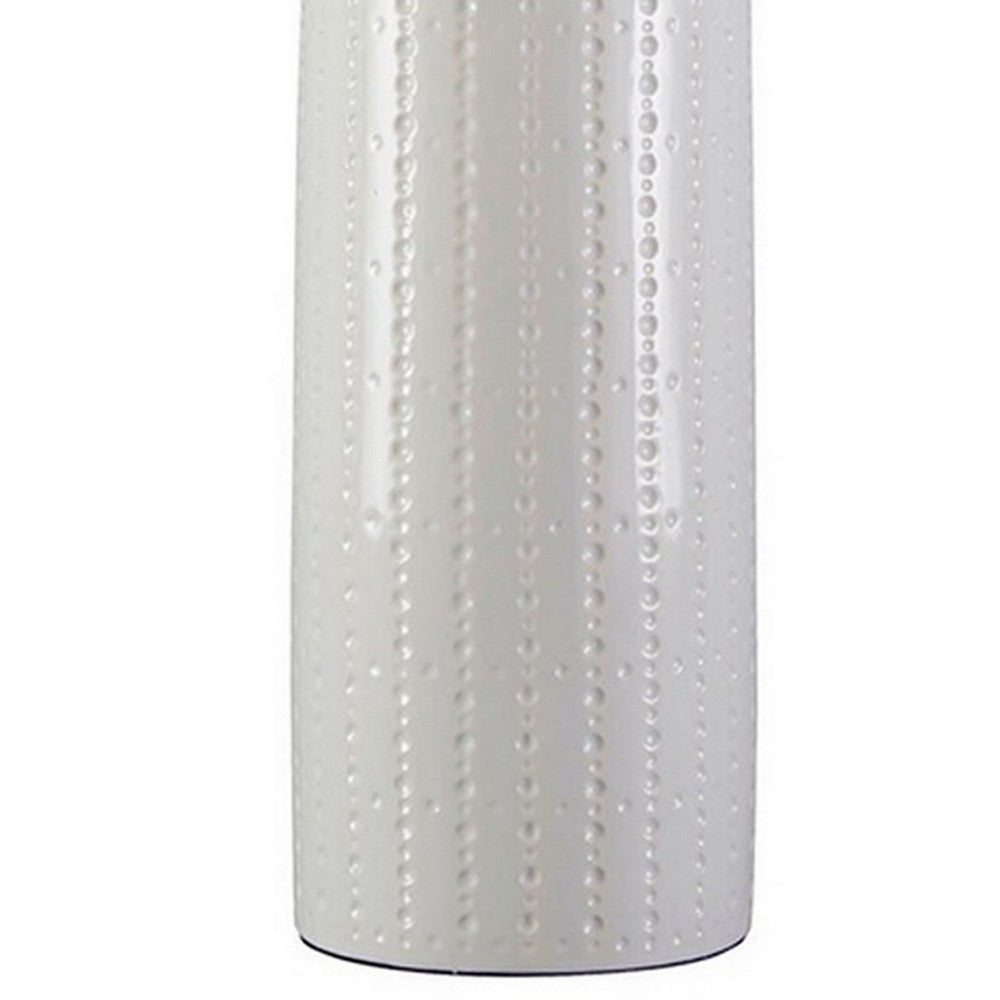 Nora Table Lamp Set | Carved Ceramic Base | Drum Shade | White