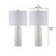 Nora Table Lamp Set | Carved Ceramic Base | Drum Shade | White