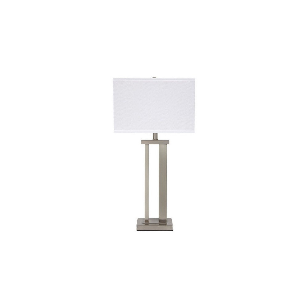 Nova Table Lamp Set | Metal Frame | Hardback Shade | White & Silver