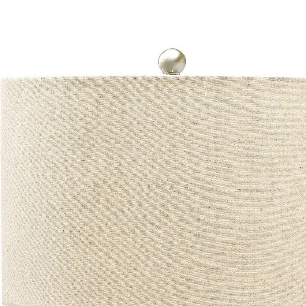 Nora Table Lamp | Speckled Ceramic Base | Drum Shade | Beige