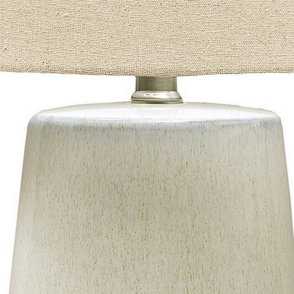 Nora Table Lamp | Speckled Ceramic Base | Drum Shade | Beige
