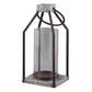 Geometric Lantern with Glass Hurricane,Set of 2,Black & Gray By Casagear Home BM230988