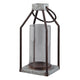 Zara Lantern Set | Geometric Frame | Glass Hurricane | Black & Gray BM230988