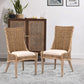 Interwoven Wicker Dining Chair with Fabric Seat, Set of 2, Brown By Casagear Home
