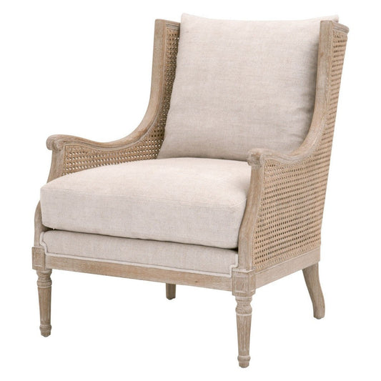 Luna Club Chair | Wood Frame | Rattan Cane Back | Brown & Beige