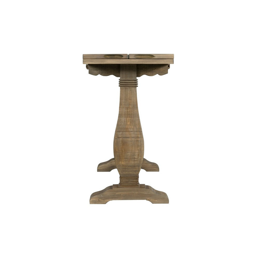 30 Inch Extendable Console with Pedestal Base Brown By Casagear Home BM231160