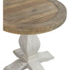 26 Inch Round End Table with Pedestal Base, Brown and White By Casagear Home