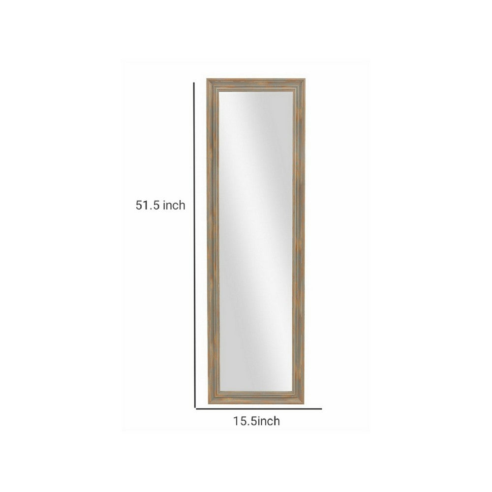 Rectangular Over The Door Mirror, Gray and Brown By Casagear Home