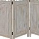 48 inch 3 Panel Screen with Metal Scrollwork Washed Beige BM231305
