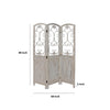48 inch 3 Panel Screen with Metal Scrollwork Washed Beige BM231305