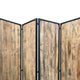 84 Inch 4 Panel Metal Frame Room Divider Black and Brown BM231307