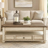 Juno Coffee Table | 18" | Lift Top | 2 Tone Wood | White & Brown