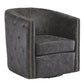 31 Barrel Back Leatherette Swivel Accent Chair Black By Casagear Home BM231371