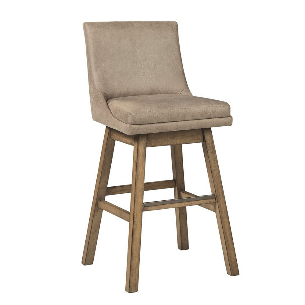 43’’ Leatherette Padded Swivel Barstool Set of 2 Beige By Casagear Home BM231378