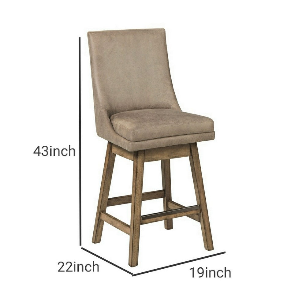 43" Leatherette Padded Swivel Barstool, Set of 2, Beige By Casagear Home