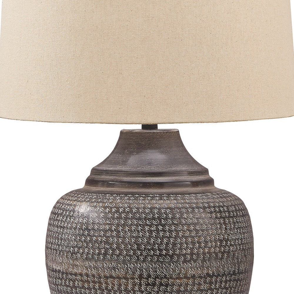 Metal Table Lamp with Urn Shape Base, Brown By Casagear Home