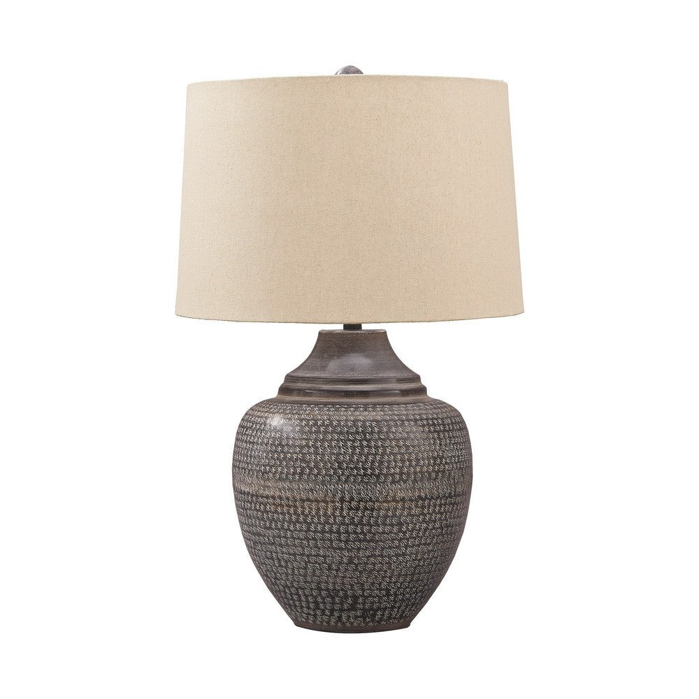 Metal Table Lamp with Urn Shape Base, Brown By Casagear Home