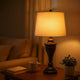 Dante Table Lamp Set | Turned Pedestal Metal Base | Bronze