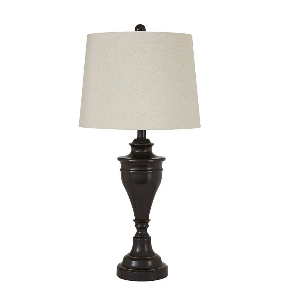 Dante Table Lamp Set | Turned Pedestal Metal Base | Bronze