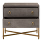 Dual Tone 2 Drawer Nightstand with Ring Pulls, Gray and Gold By Casagear Home