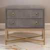 Dual Tone 2 Drawer Nightstand with Ring Pulls, Gray and Gold By Casagear Home
