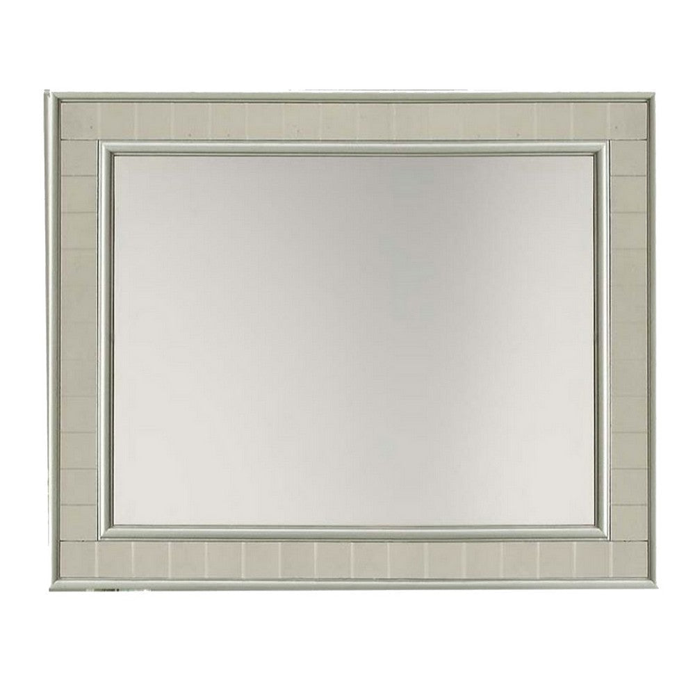 Molded Wooden Trim Mirror with Mounting Hardware, Silver