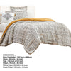 Chania 8 Piece King Bed Set with Tribal Print The Urban Port, White and Brown By Casagear Home