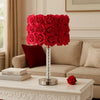 Bloom Roses Table Lamp | Drum Shade | Twisted Acrylic Base | Red