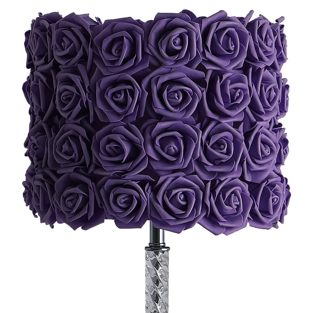 Bloom Roses Table Lamp | Drum Shade | Twisted Acrylic Base | Purple BM231815