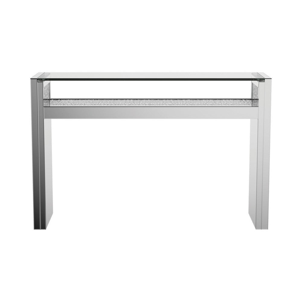Metal Console Table with One Open Shelf Silver and Chrome BM231825