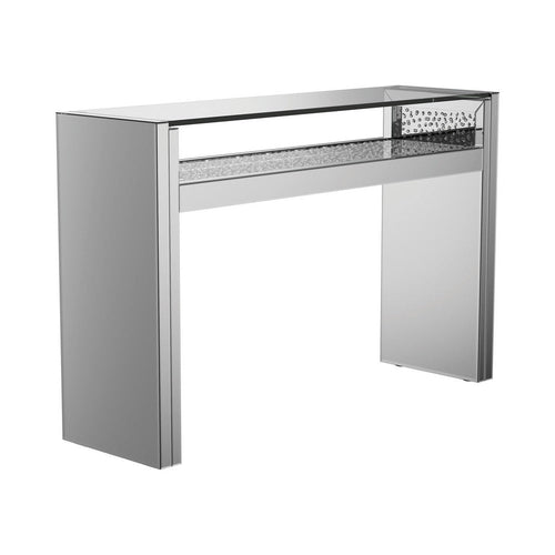 Metal Console Table with One Open Shelf, Silver and Chrome