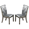 Faux Leather Dining Chair with Overlapping Square Pattern Set of 2 Silver By Casagear Home BM231840