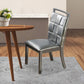 Faux Leather Dining Chair with Overlapping Square Pattern, Set of 2, Silver By Casagear Home