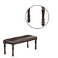Nailhead Trim Faux Leather Dining Bench with Turned Legs, Brown By Casagear Home