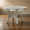 Lyra Dining Table | Round Wood Top | Glass Insert | Champagne Silver