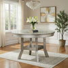 Lyra Dining Table | Round Wood Top | Glass Insert | Champagne Silver