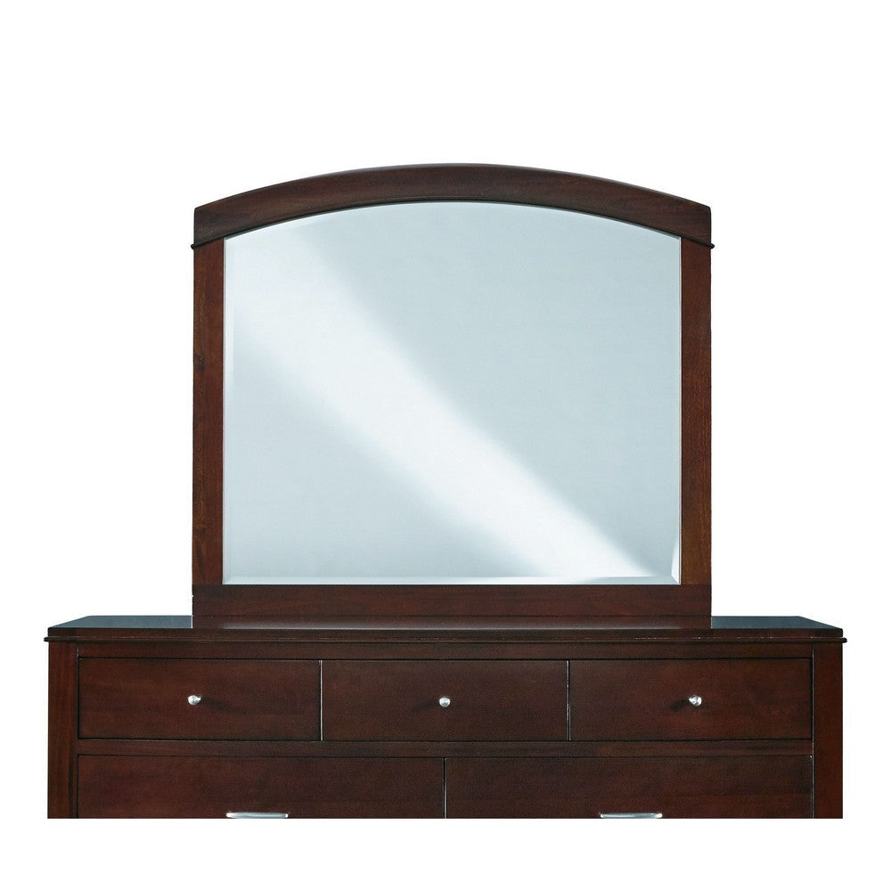 46 Inch Rectangular Arched Wooden Frame Mirror Brown BM231870