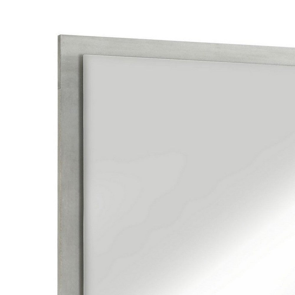 40 Inch Rectangular Wooden Frame Modern Mirror Gray BM231877