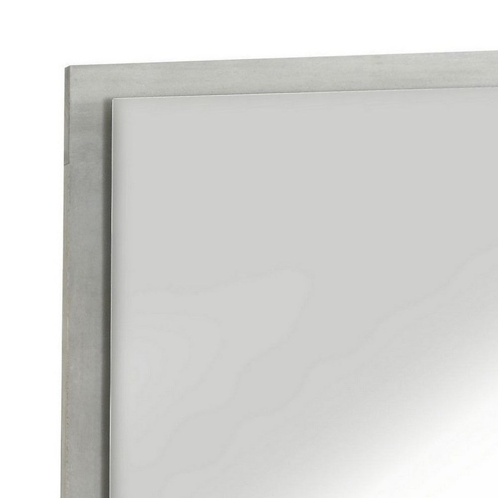 40 Inch Rectangular Wooden Frame Modern Mirror, Gray