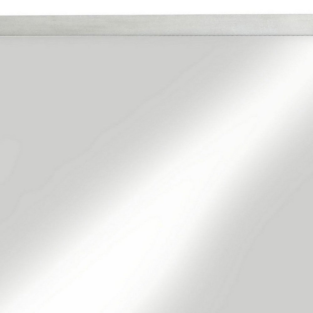 40 Inch Rectangular Wooden Frame Modern Mirror, Gray