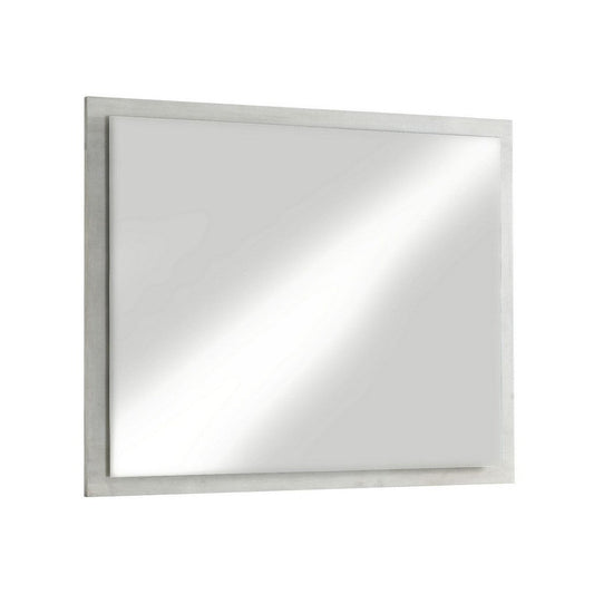 40 Inch Rectangular Wooden Frame Modern Mirror, Gray