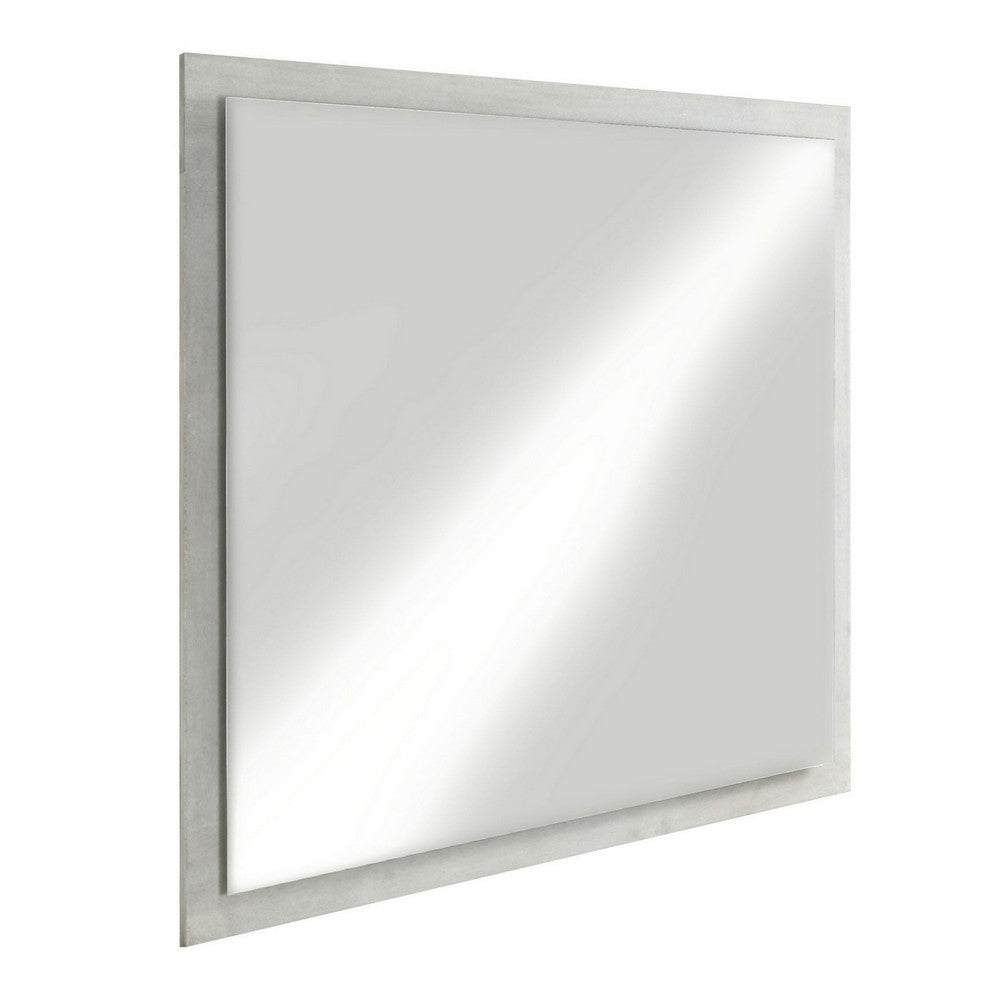 40 Inch Rectangular Wooden Frame Modern Mirror, Gray